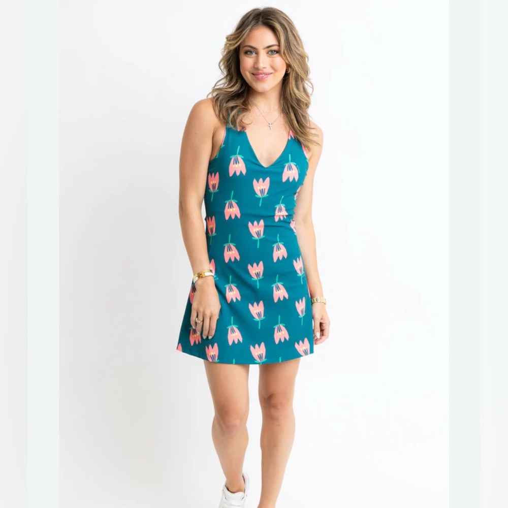Karlie Teal and Pink Tulip Mini Dress